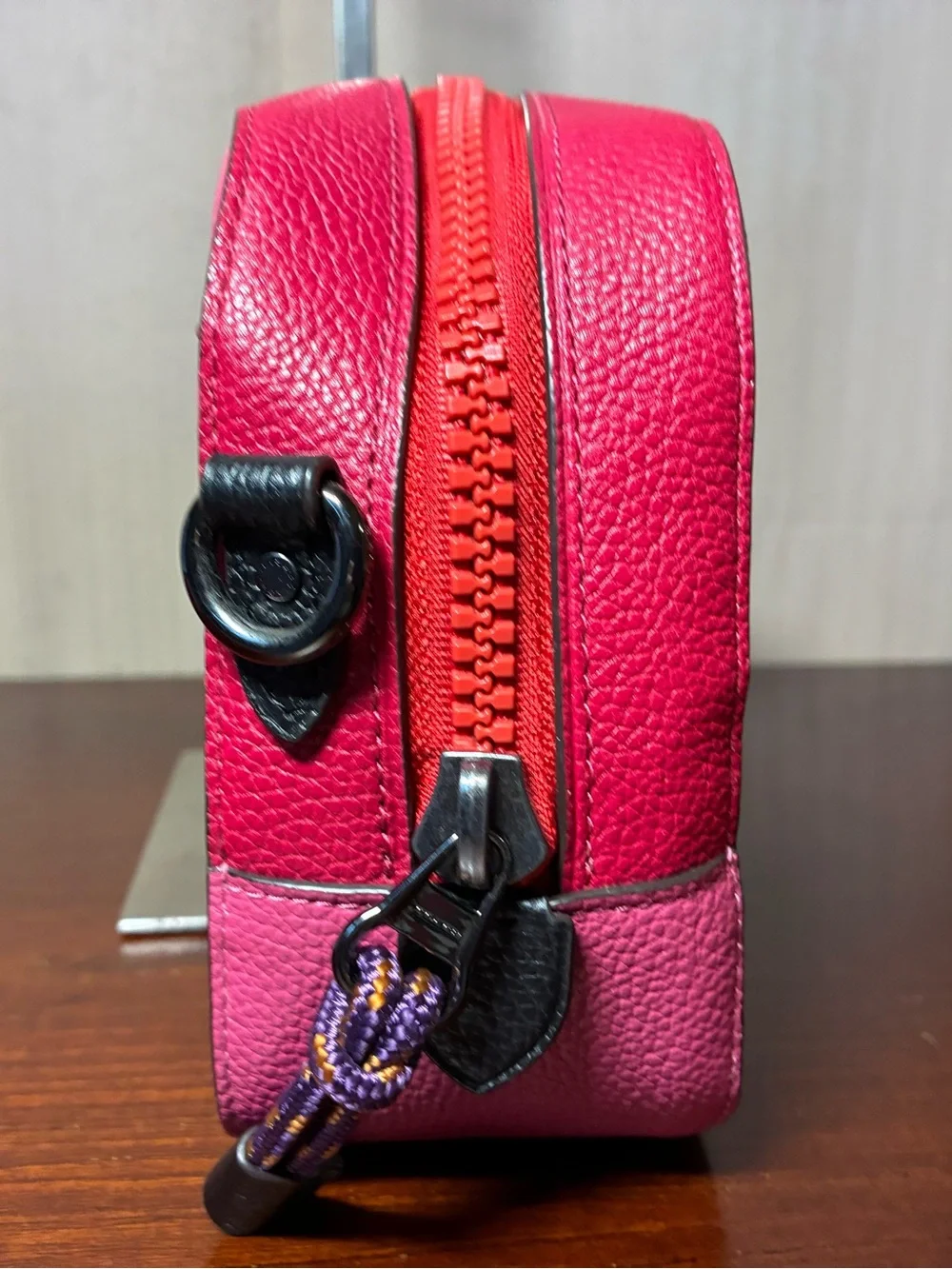 Coach Pink Crossbody Bag with Red Strap
